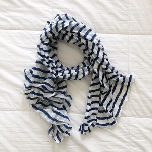 Blue and White Striped Scarf